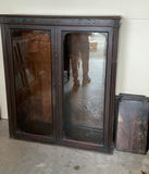 Vintage Dark Wood Display Case, Glass Doors - thumbnail 1 of 6