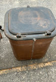 Antique fireplace equipment: pair of andirons and copper kindling or Ash bucket - thumbnail 5 of 5