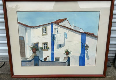 Framed watercolor painting: Gato da Casa Azul - Image 1 of 6