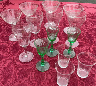 Assorted Vintage Glassware Set: wine glasses, goblets and tumblers - Image 1 of 4
