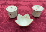 Vintage Japanese Ceramic bowls with lids and a leaf-shaped dish - thumbnail 6 of 10