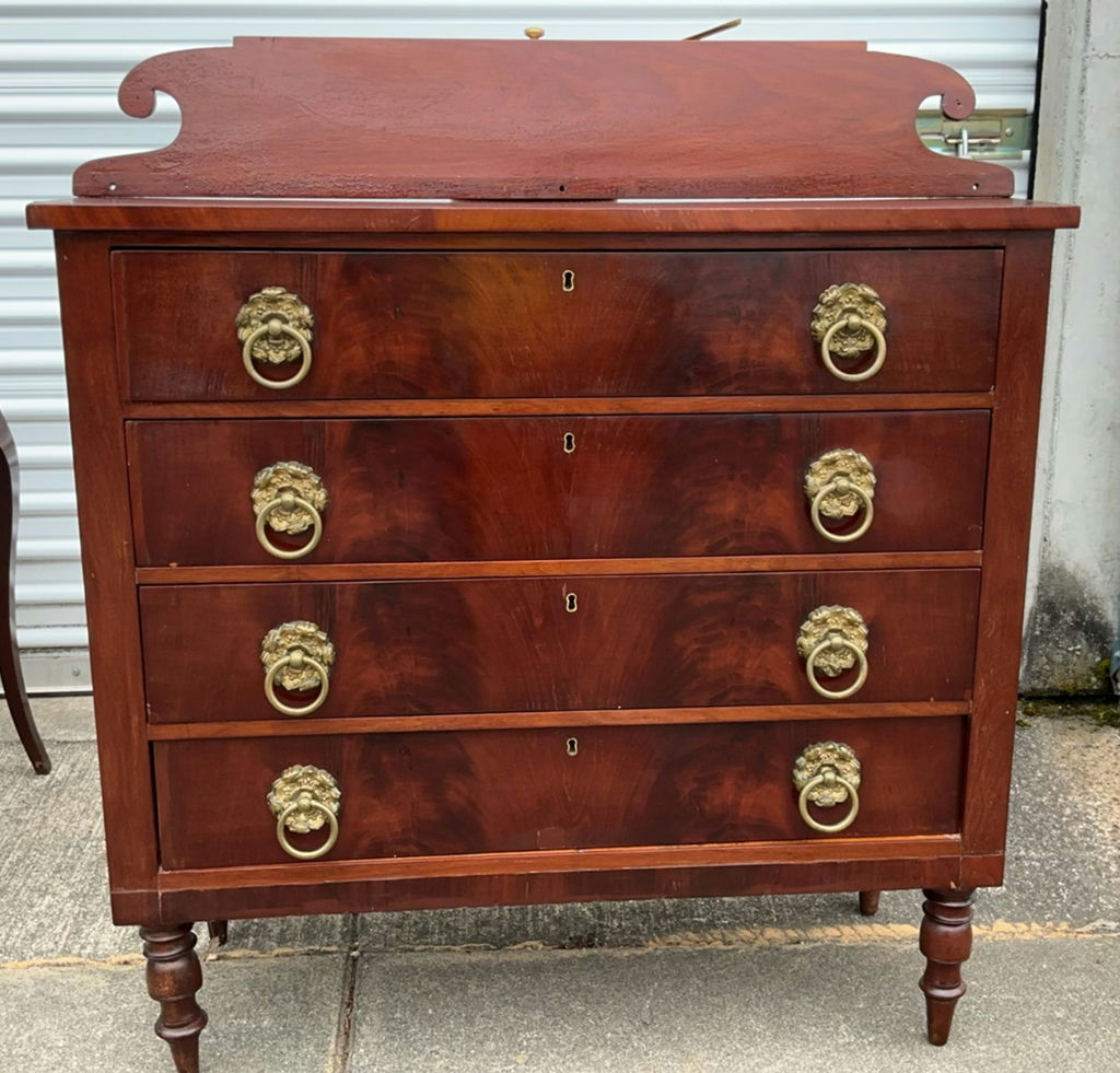 Antique mahogany chest of drawers with brass ring pulls - image 2 of 12