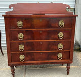Antique mahogany chest of drawers with brass ring pulls - thumbnail 2 of 12