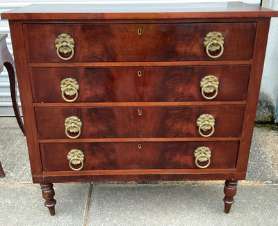 Antique mahogany chest of drawers with brass ring pulls - Image 1 of 12