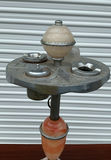 Vintage electric table lamp/smokers stand, with pink swirled glass accents - thumbnail 3 of 6