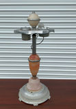 Vintage electric table lamp/smokers stand, with pink swirled glass accents - thumbnail 1 of 6
