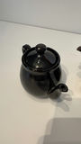 Vintage Single-Serving Ceramic Teapot Lot - Set of 2, Glossy Chocolate Brown & Black Glaze - thumbnail 3 of 8