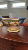 Decorative ceramic pedestal compote bowl with grapevine motif - thumbnail 1 of 4
