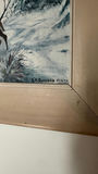 Mid 20th Century s.a. Quesada Signed Original Winter Landscape Oil Painting With Deer & Cabin - thumbnail 3 of 4