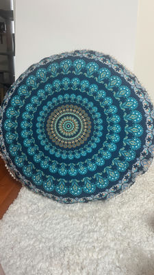 Codi brand: Round mandala-print floor cushion - teal colored - Image 1 of 3