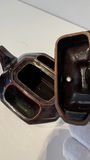 Vintage Single-Serving Ceramic Teapot Lot - Set of 2, Glossy Chocolate Brown & Black Glaze - thumbnail 6 of 8