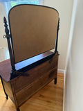 Antique Victorian Style Mahogany Bow-Front 3-Drawer Chest & Tilting Arched Vanity Mirror - thumbnail 3 of 5
