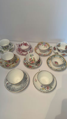 Lot of 8 Vintage English Fine Bone China Teacup & Saucer Sets - Includes Shelley "Wild Flowers" - Image 1 of 17