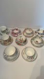 Lot of 8 Vintage English Fine Bone China Teacup & Saucer Sets - Includes Shelley "Wild Flowers" - thumbnail 1 of 17