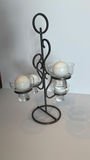 Vintage Mid-Century Modernist Wrought Iron & Glass Multi-Cup Candelabra Centerpiece - thumbnail 4 of 4