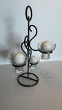 Vintage Mid-Century Modernist Wrought Iron & Glass Multi-Cup Candelabra Centerpiece - thumbnail 3 of 4