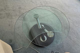 Two-Tier Round Glass Coffee Table – Sculptural Chrome & Leather-Wrapped Base - thumbnail 1 of 3
