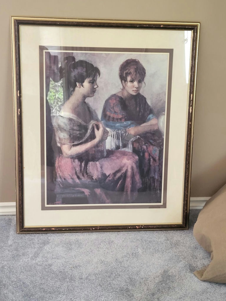 Framed Pastel Print — "Two Women" by Ventosa - image 1 of 3