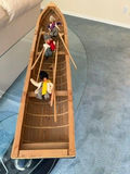 Wood Model Canoe with Figurines and Desert Cactus Wall Hanging - thumbnail 1 of 5