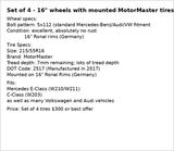 Set of Mercedes-Benz Alloy Wheels with Tires - Minimum bid of $300 ONO - thumbnail 4 of 4