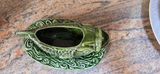Green fish-shaped ceramic creamer with matching plate, stainless steel creamer with saucer, and Vinturi wine aerator box - thumbnail 3 of 7