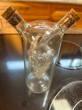 Wood Mortar & Pestle with Blue Glass Cruets and Double-Spout Decanter - thumbnail 3 of 3