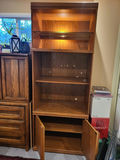 Tall Oak-Finish Display/Bookcase Cabinet with Lighted Top Shelf - thumbnail 3 of 3