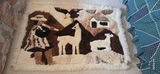 Decorative Carved Mask and Llama-Print Wool Textile - thumbnail 2 of 2
