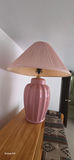 Pair of Pink Ceramic Table Lamps with Fan Shades - thumbnail 2 of 4
