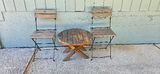 Wood Bistro Table with Folding Metal Chairs - thumbnail 1 of 2