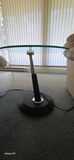 Round Glass-Top Side Table with Pedestal Base - thumbnail 3 of 3