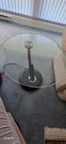 Round Glass-Top Side Table with Pedestal Base - thumbnail 1 of 3