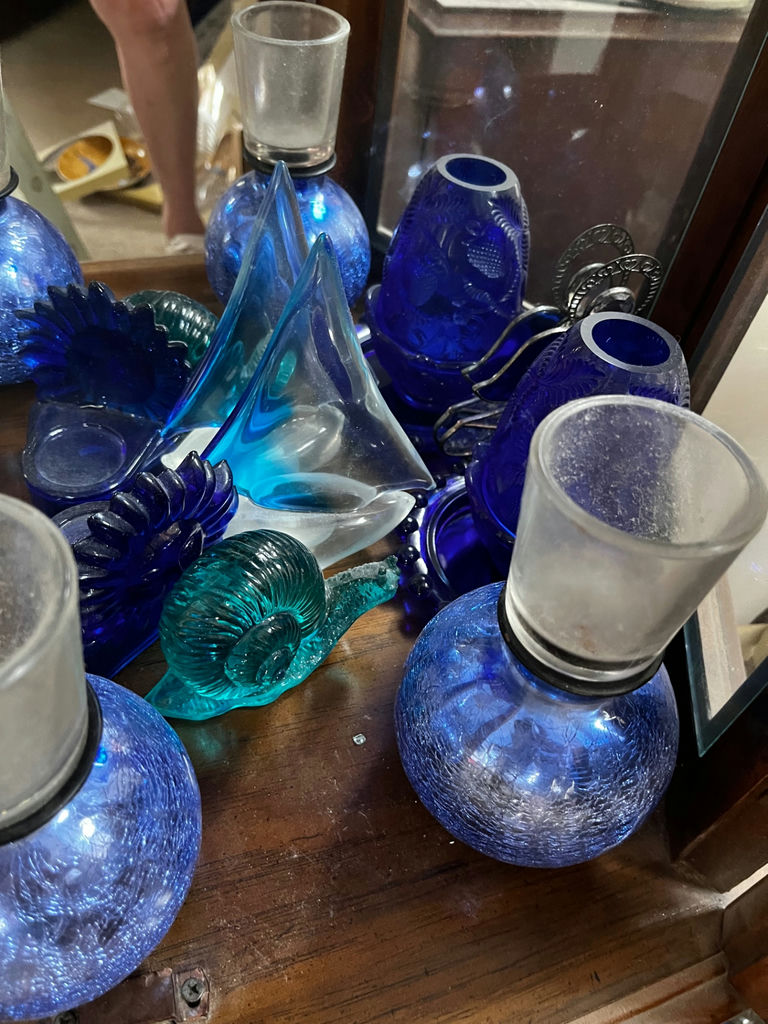 Blue Glass Decorative Candle Holders and Vases - image 2 of 2