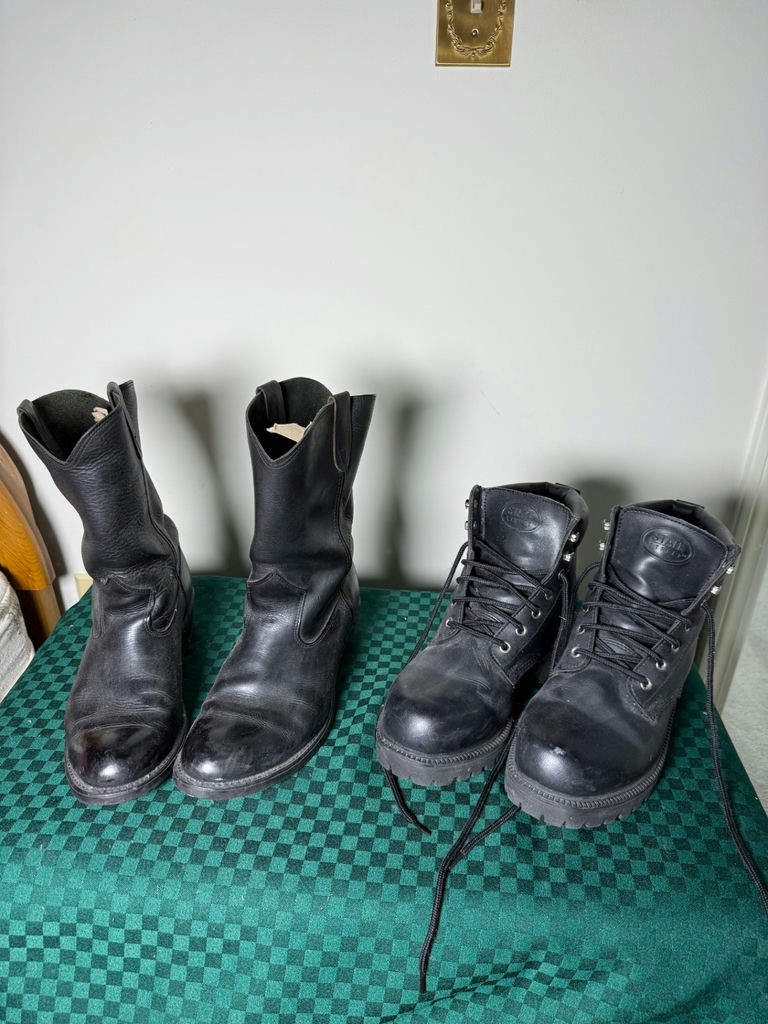 Black leather boots 2 Pairs Size 9 Men’s  - image 1 of 7