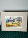 Framed watercolor landscape with farmhouse - thumbnail 1 of 7
