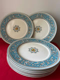 Set of Myott Medici Staffordshire dinner plates with teal border - thumbnail 2 of 3