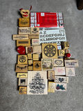 Assorted wooden rubber stamps and alphabet set with ink pads - thumbnail 1 of 3