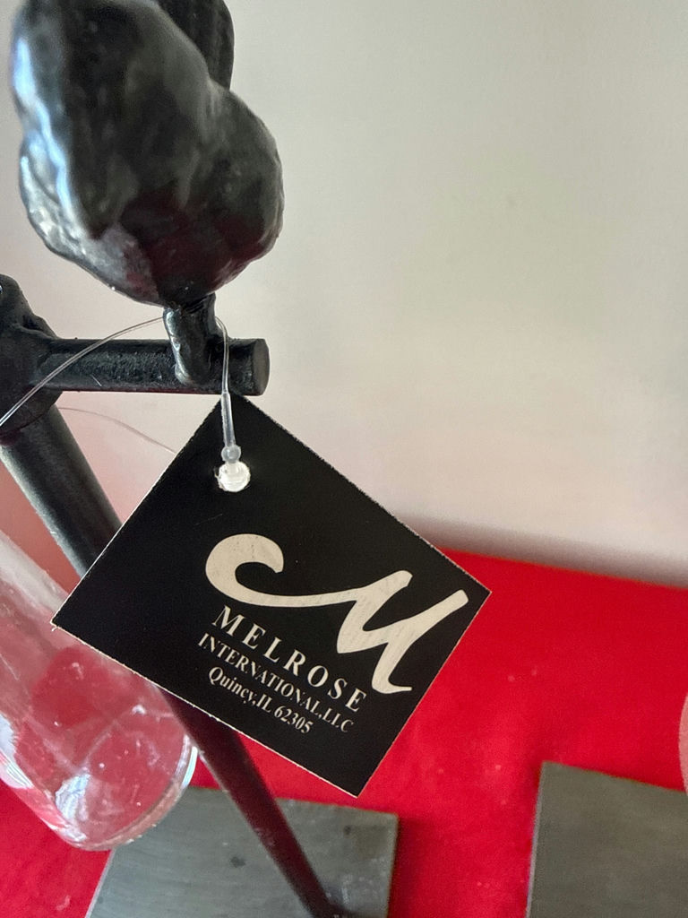 Decorative metal stand with hanging glass vases - image 2 of 2