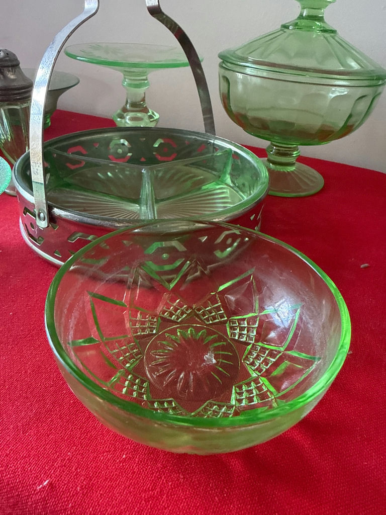 Fenton Green glass serving ware collection - image 6 of 6