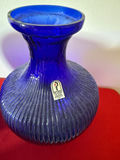 Blue Glass Vases, Rabbit Figurine, and Leaf Dish on Stand - thumbnail 3 of 3