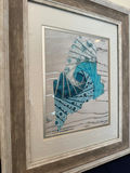 Framed Water Maine Origami Fiber Art - thumbnail 2 of 6