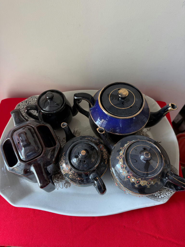 Ceramic Teapot Collection on Decorative Tray - image 3 of 14