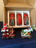 Red Vintage Christmas Car Ornaments with Mini Trees and Santa Figures - thumbnail 2 of 3