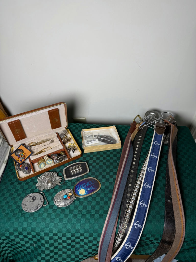 Assorted Belts, Buckles, Button Covers, and Tie Clips - image 1 of 10