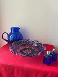 Cobalt blue glass pitcher, decorative bowl, and salt & pepper shakers - thumbnail 1 of 4
