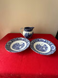 Blue and White Transferware Plates with Matching Pitcher - thumbnail 1 of 5