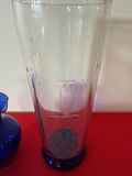 Blue Glass Vases and Tall Etched Hurricane pilsner goass - thumbnail 3 of 3
