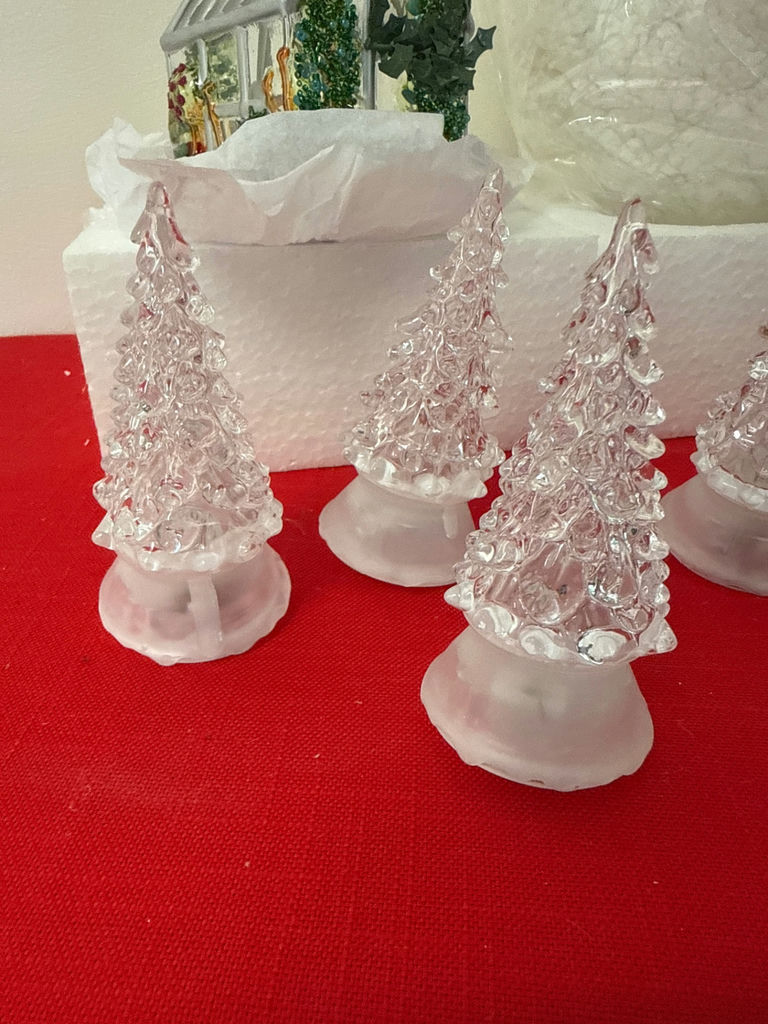 All new in boxes - Crystal glass Christmas trees and Santa Claus plush - image 2 of 2