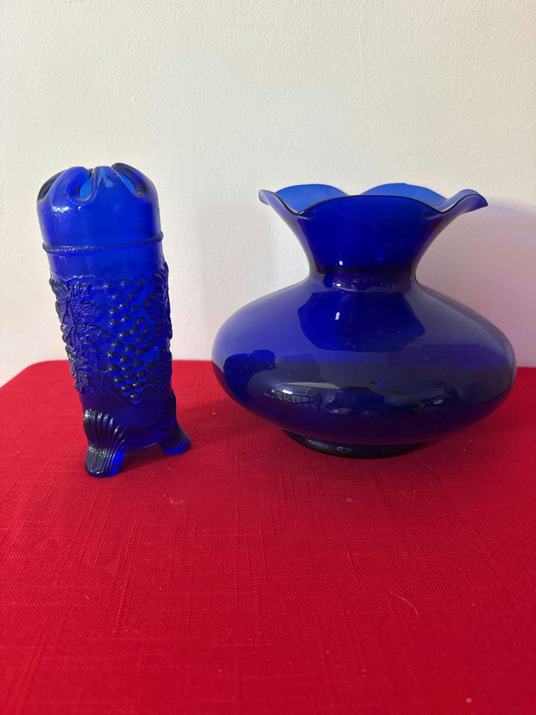  cobalt blue glass vase and hat pin holder - image 2 of 4