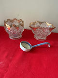 Etched crystal bowls with ceramic ladle - thumbnail 1 of 4